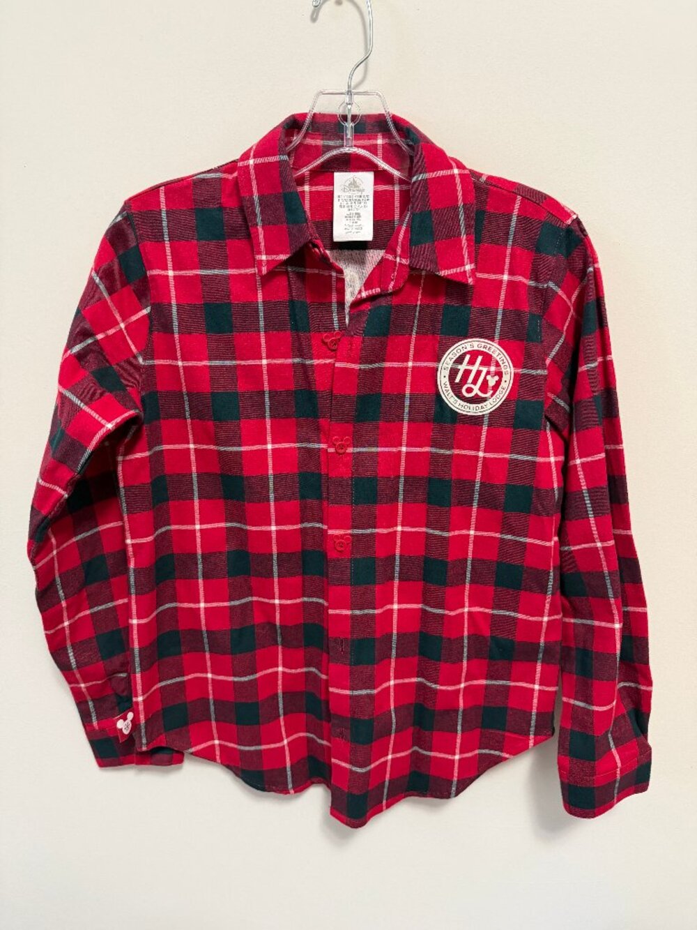 Disney Mickey Mouse Buffalo Plaid Flannel - Youth Size 11/12 - Holiday Apparel